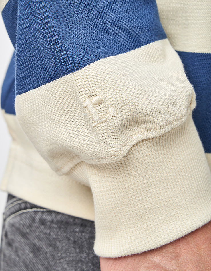 Route One Striped Rugby Shirt - Navy/Off White