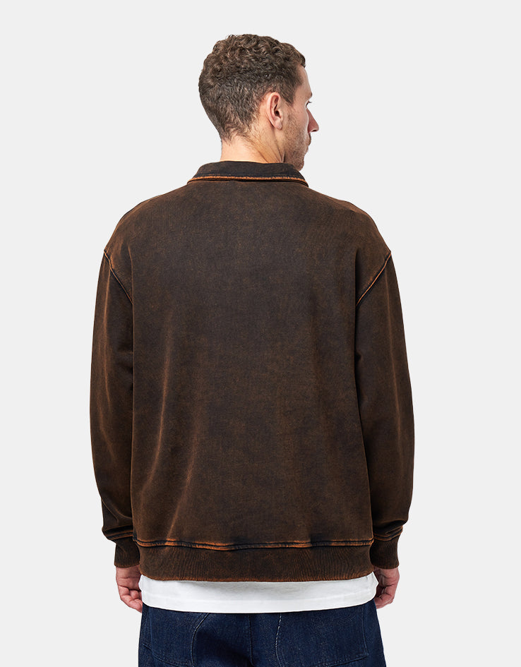 Route One 1/4 Zip Sweat - Black (Acid Wash)