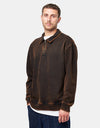 Route One 1/4 Zip Sweat - Black (Acid Wash)