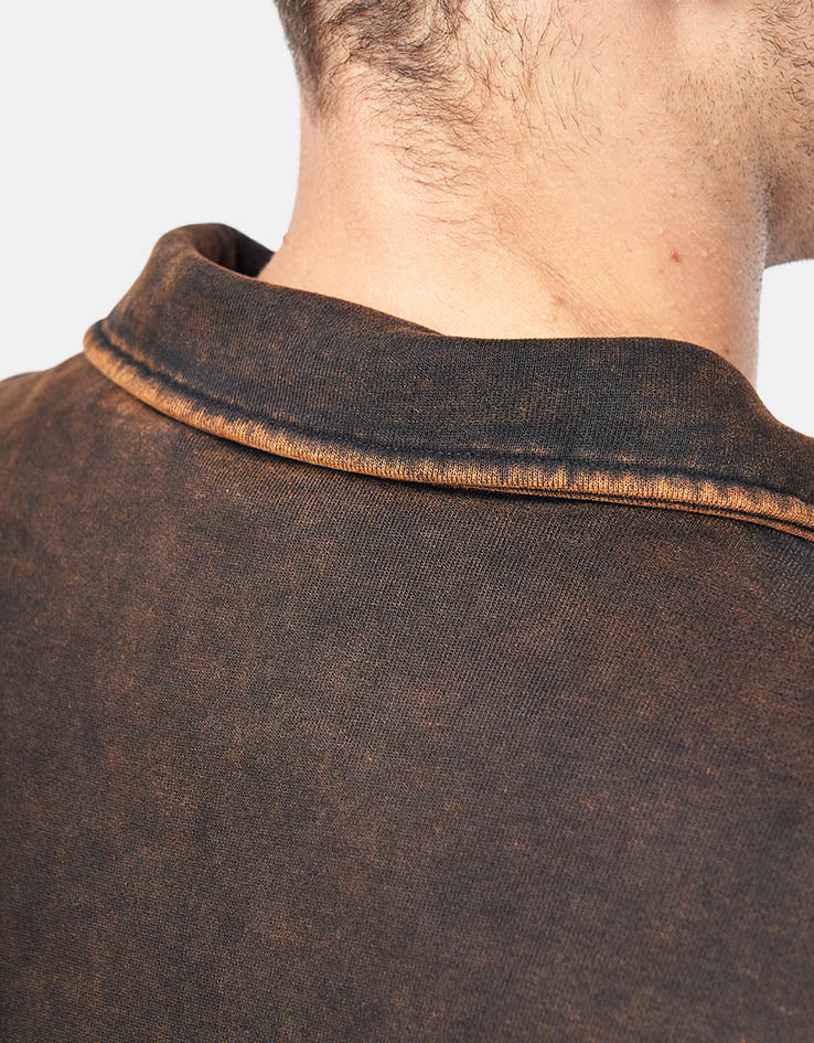 Route One 1/4 Zip Sweat - Black (Acid Wash)