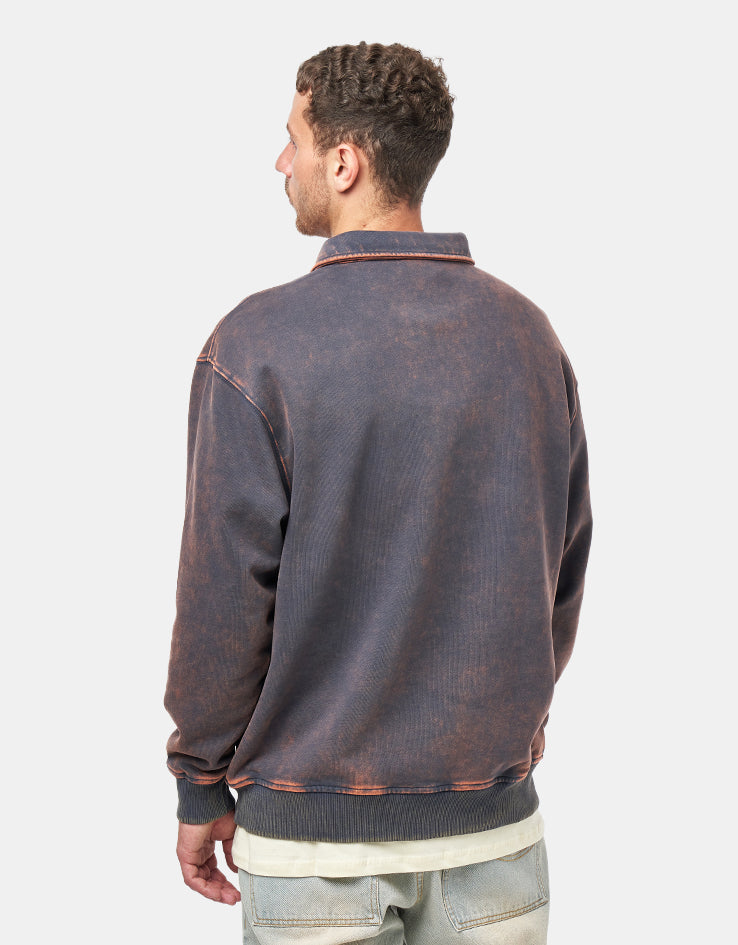 Route One 1/4 Zip Sweat - Graphite (Acid Wash)