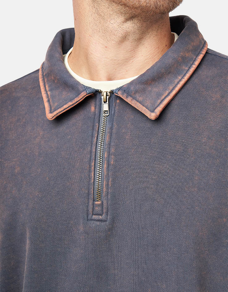 Route One 1/4 Zip Sweat - Graphite (Acid Wash)