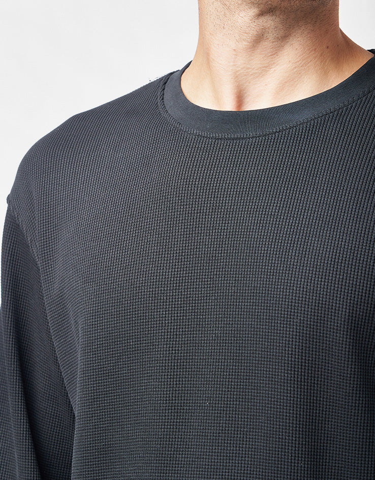 Route One L/S Waffle T-Shirt - Black