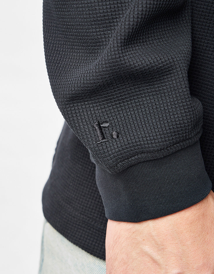 Route One L/S Waffle T-Shirt - Black