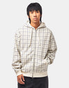 Route One Heavyweight Zip Hoodie (400gsm) - Plaid (Cream)