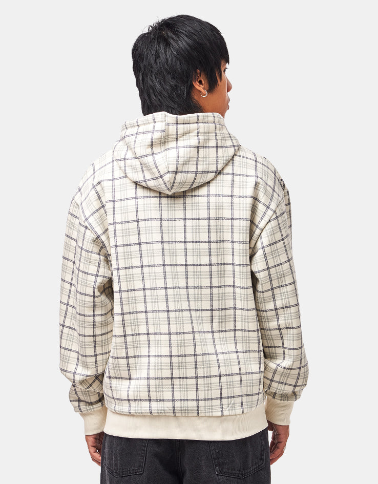 Route One Heavyweight Zip Hoodie (400gsm) - Plaid (Cream)