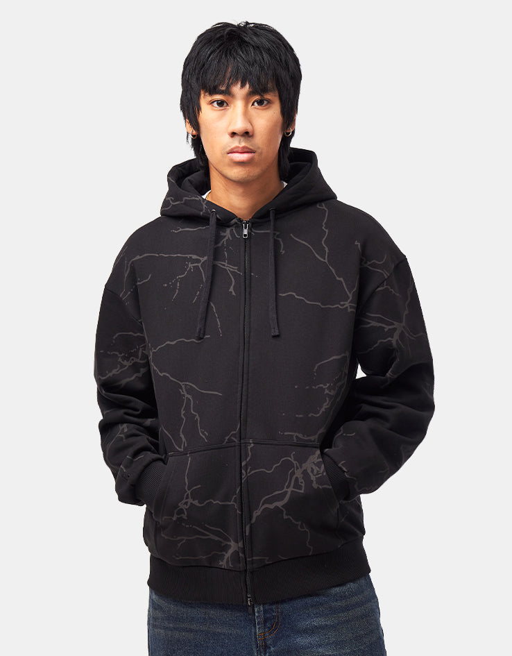 Route One Heavyweight Zip Hoodie (400gsm) - Writers (Black)