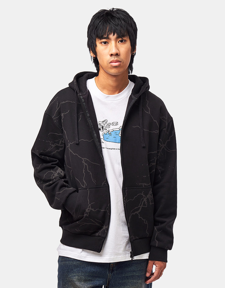 Route One Heavyweight Zip Hoodie (400gsm) - Writers (Black)