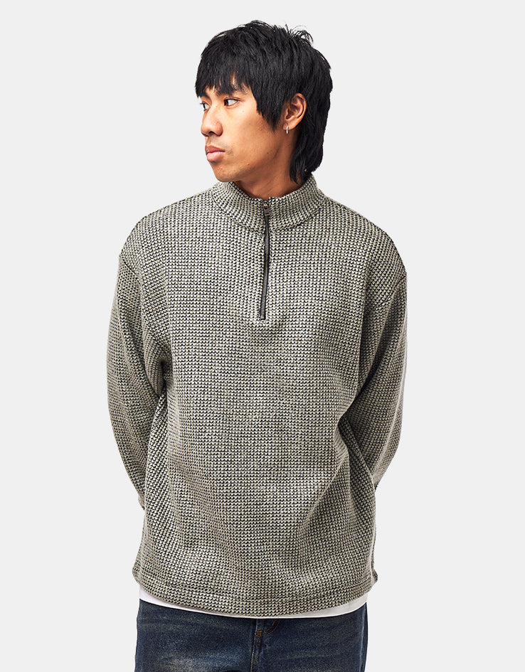 Route One Waffle Stitch 1/4 Zip - Fog