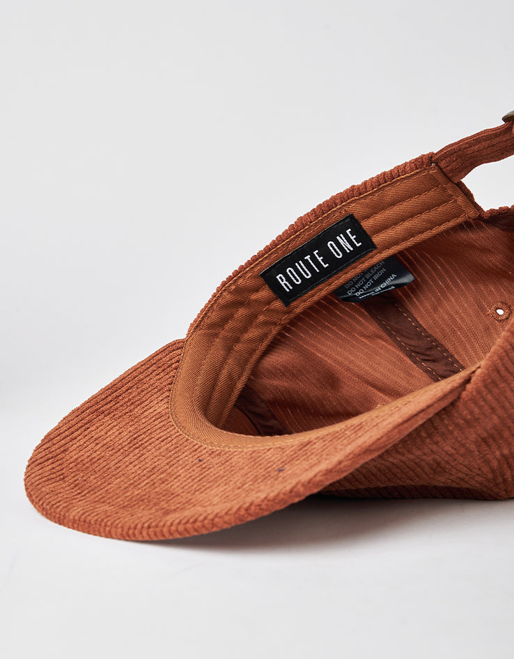 Route One Mushroom Unstructured Cord 6 Panel Cap - Earth Brown