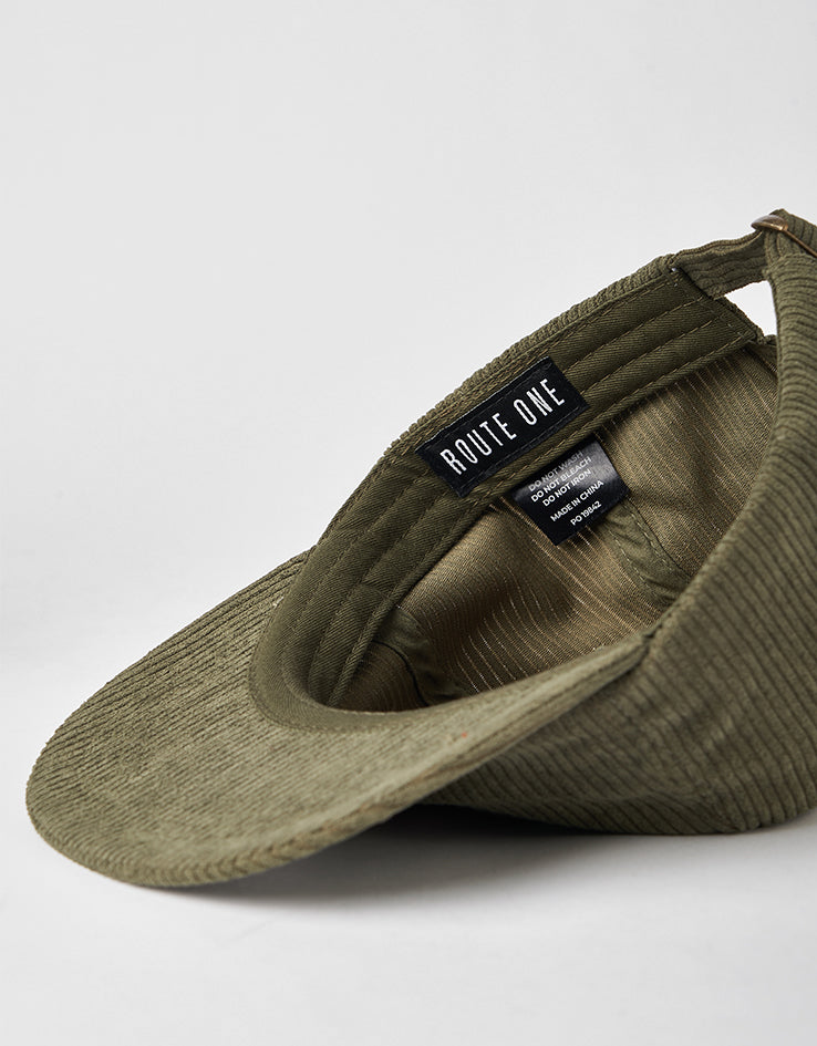 Route One Mushroom Unstructured Cord 6 Panel Cap - Field Green