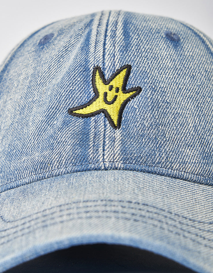Route One Starboy Bleached Denim Dad Cap - Light Blue Denim