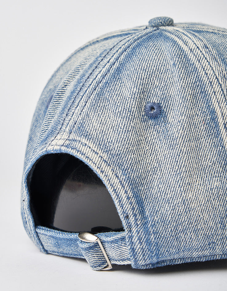 Route One Starboy Bleached Denim Dad Cap - Light Blue Denim