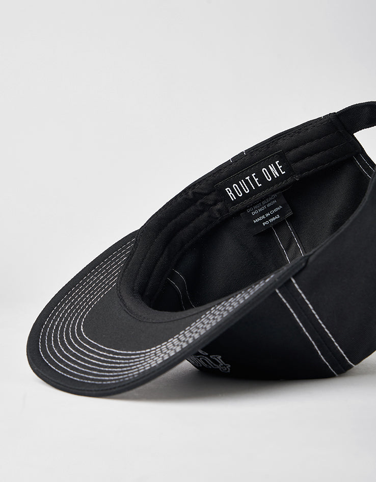 Route One Fuck ‘em Unstructured Contrast Stitch Strapback Cap - Black/White