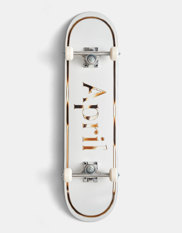 April OG Logo Golden White Complete Skateboard - 8"