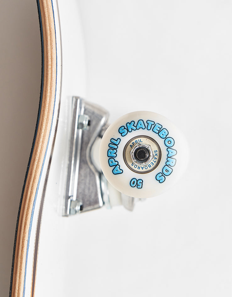 April OG Logo Golden White Complete Skateboard - 8"