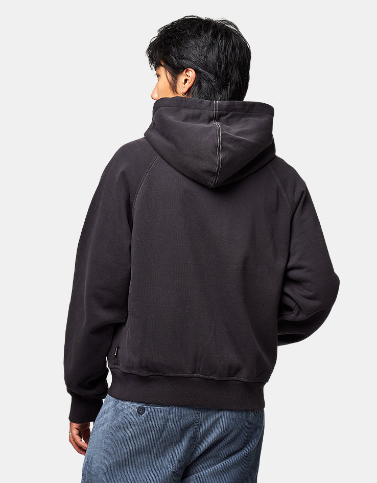 Welcome Allstar Cropped Zip Hoodie - Black