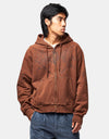 Welcome Grapple Cropped Zip Hoodie - Brown