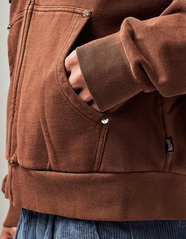 Welcome Grapple Cropped Zip Hoodie - Brown
