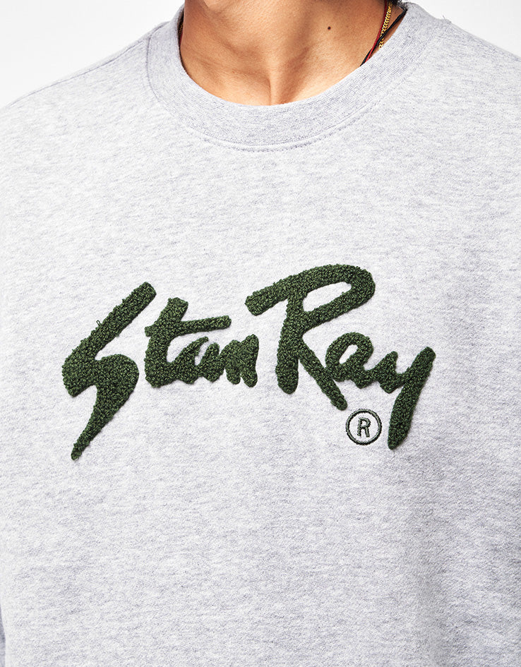 Stan Ray Chenille Patch Crew - Heather Grey/Pineneedle