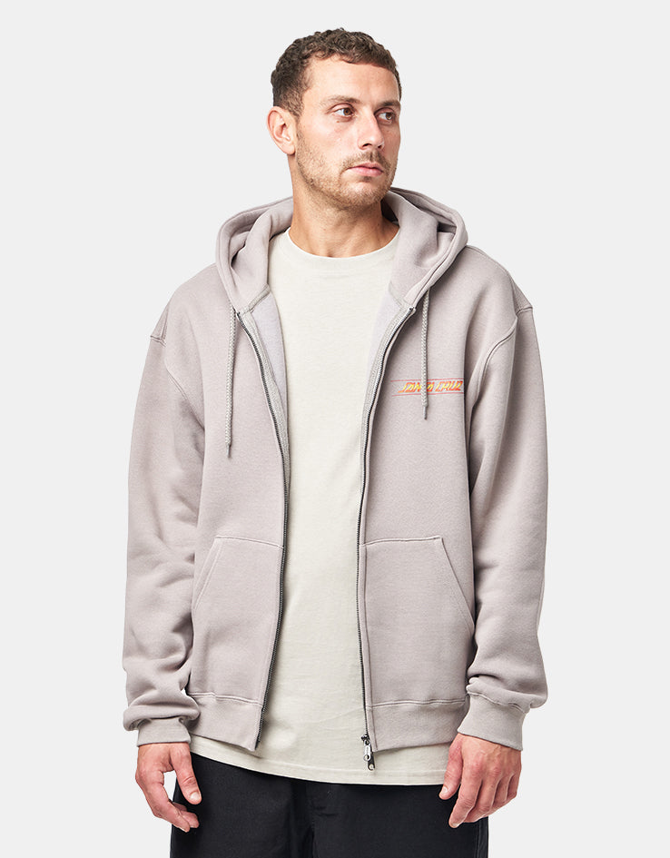 Santa Cruz Classic Strip Fade Embroidered Zip Hoodie - Warm Grey