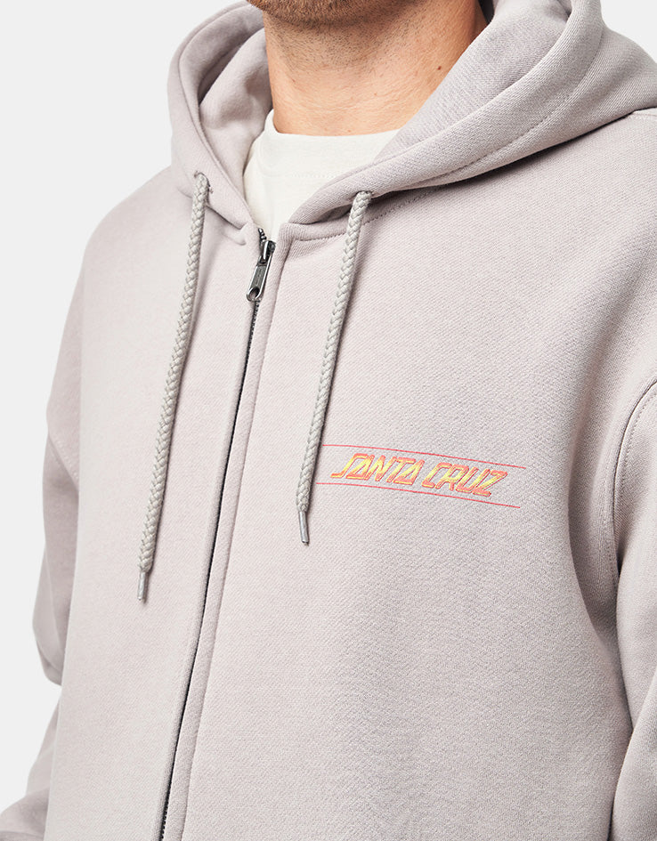 Santa Cruz Classic Strip Fade Embroidered Zip Hoodie - Warm Grey