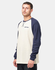 Santa Cruz Classic Strip L/S Waffle Raglan - Wax Paper/Midnight Blue