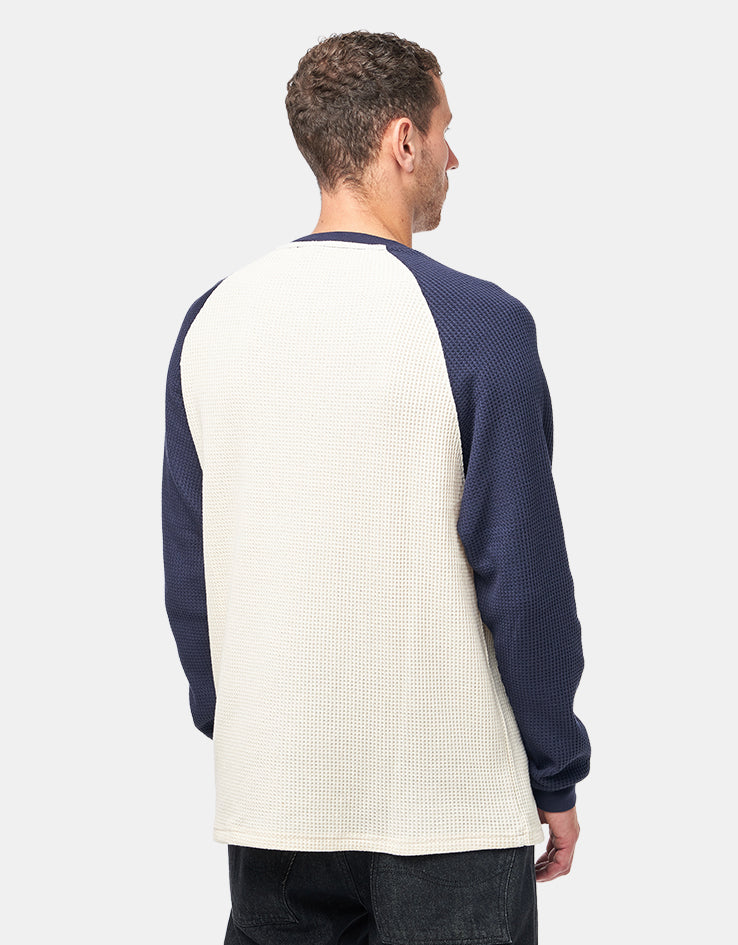 Santa Cruz Classic Strip L/S Waffle Raglan - Wax Paper/Midnight Blue