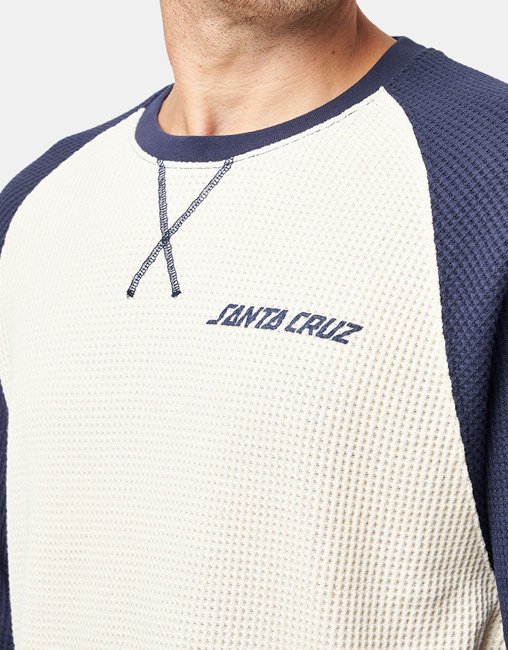 Santa Cruz Classic Strip L/S Waffle Raglan - Wax Paper/Midnight Blue