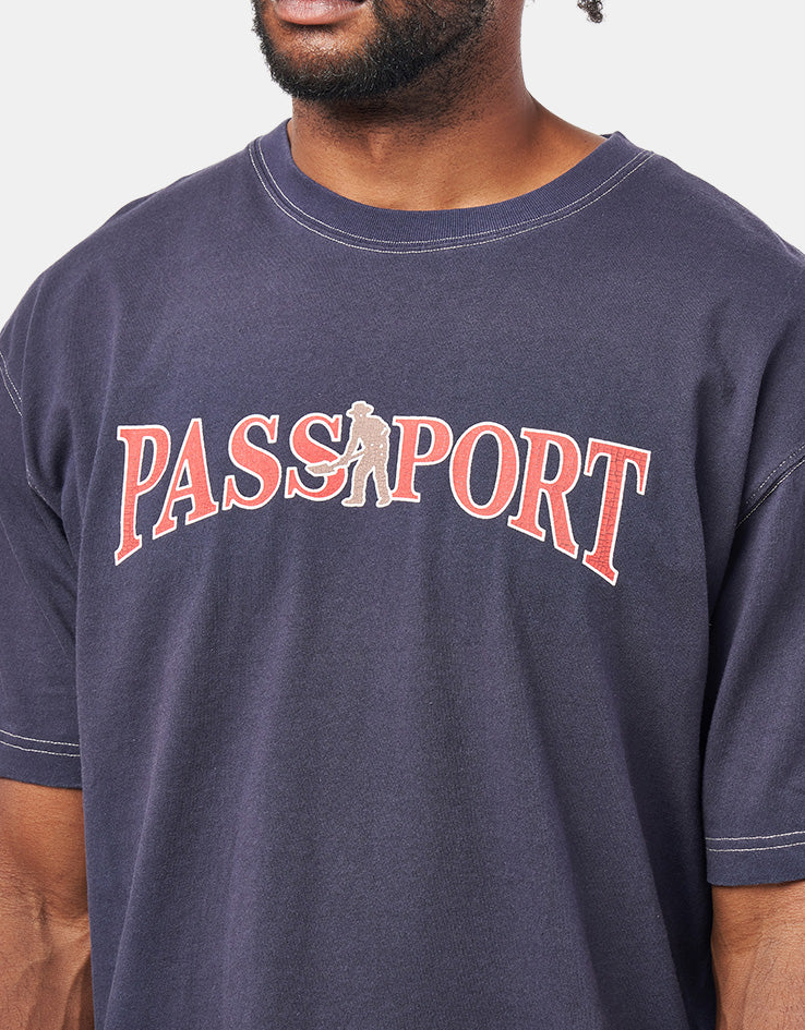 Pass Port Official Contrast T-Shirt - Washed Navy