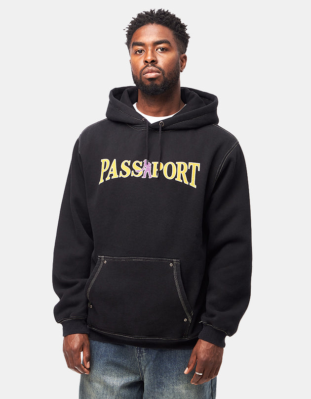 Pass Port Official Contrast Pullover Hoodie - Washed Black