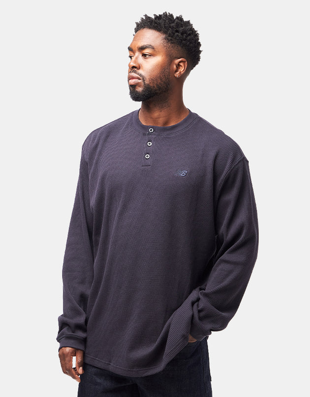 New Balance Numeric Waffle L/S Henley T-Shirt - Dark Knight