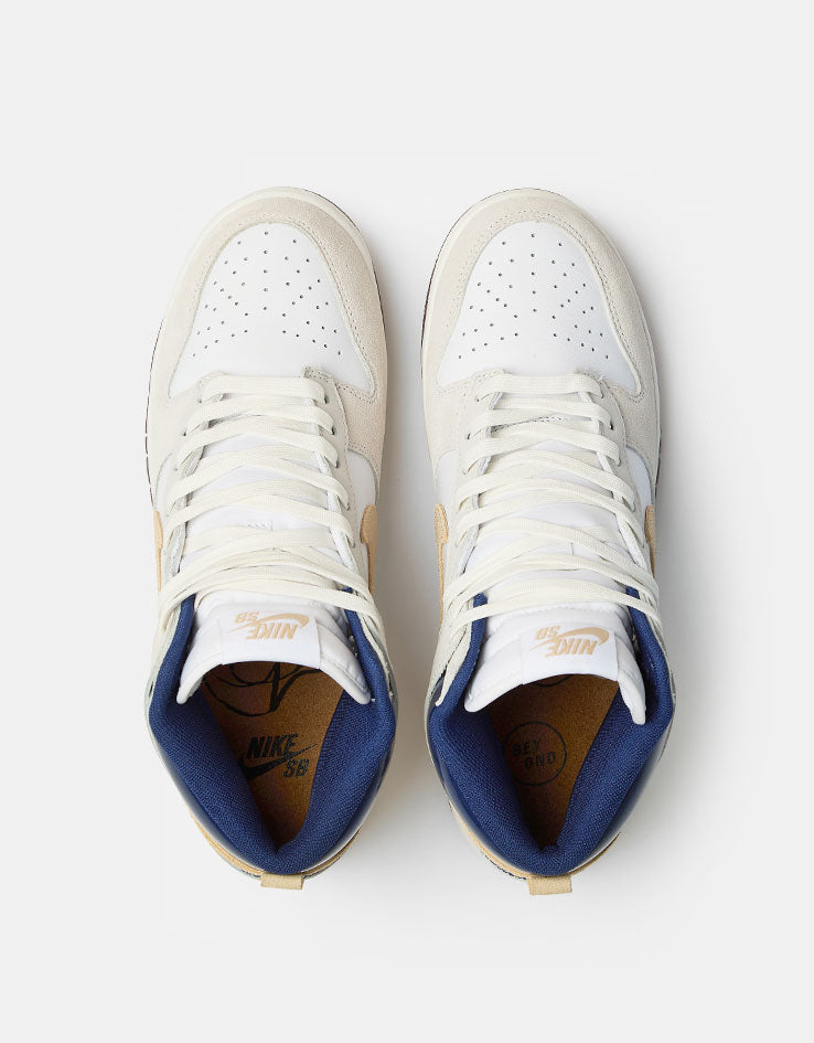 Nike SB 'Beyond' Dunk High Pro QS Skate Shoes - White/Ivory-Sand Dune-Blue/Void