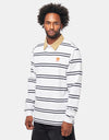 Krooked Sun Heart L/S Polo Shirt - White/Navy