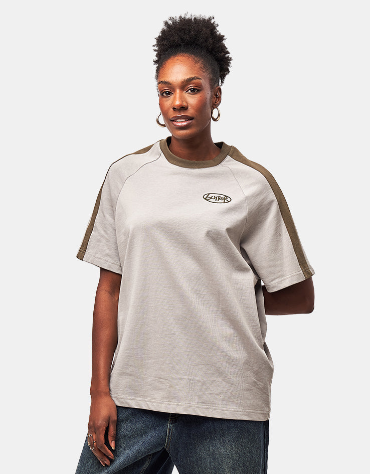 Butter Goods Abseil Panel T-Shirt - Cement/Moss