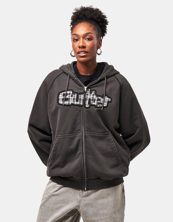 Butter Goods Stretch Zip-Thru Hoodie - Washed Black