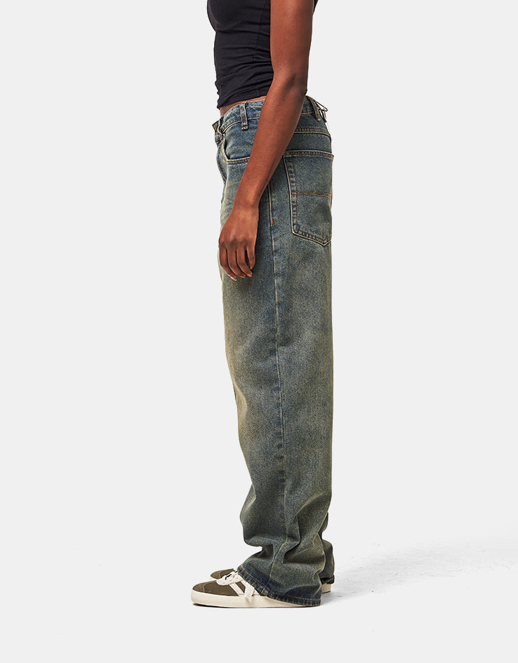 Butter Goods Relaxed Denim Jeans - Distressed Mid Blue