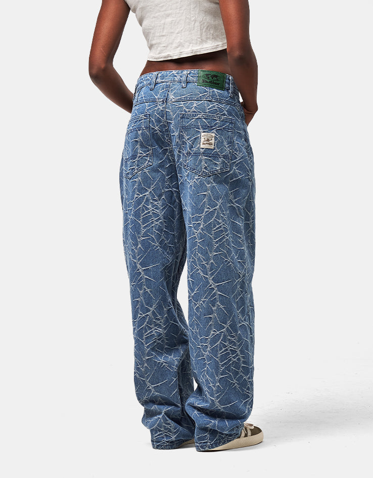 Butter Goods Thorn Camo Wide Cut Denim Jeans - Washed Indigo