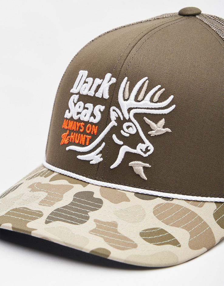 Dark Seas Bucked Trucker Cap - Olive/Camo