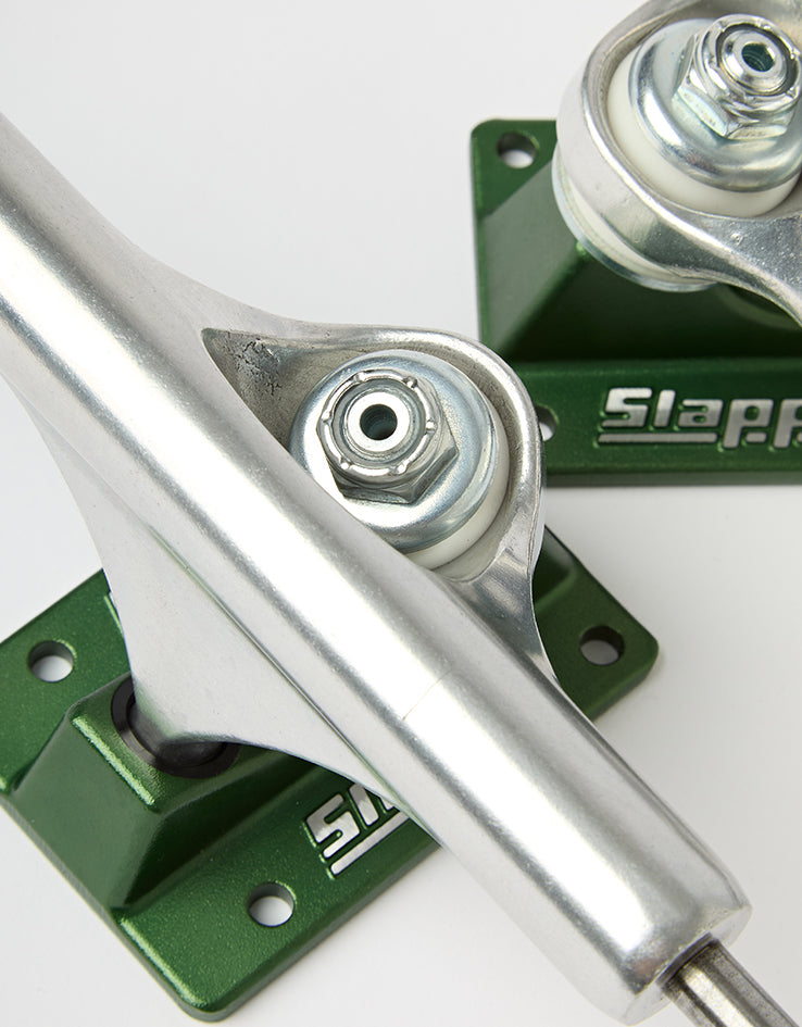 Slappy ST1 Hollow Lights Skateboard Trucks - Polished/Gunmetal Green (Pair)