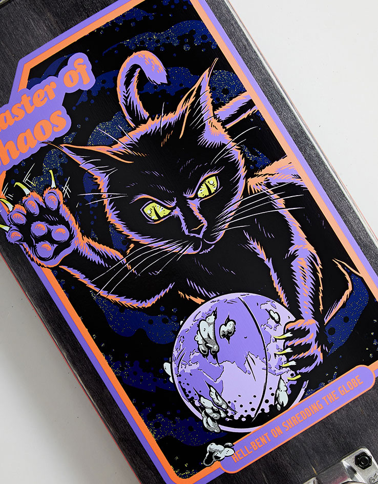 Globe G1 Master of Chaos Black Cat Complete Skateboard - 8"