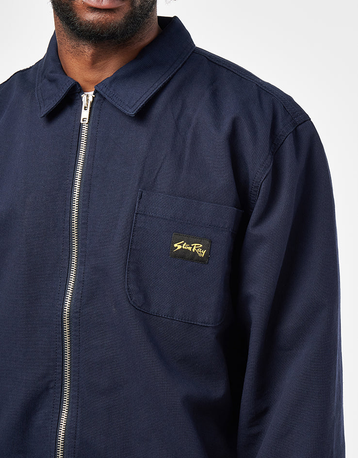 Stan Ray Zip Shirt  - Navy Bedford