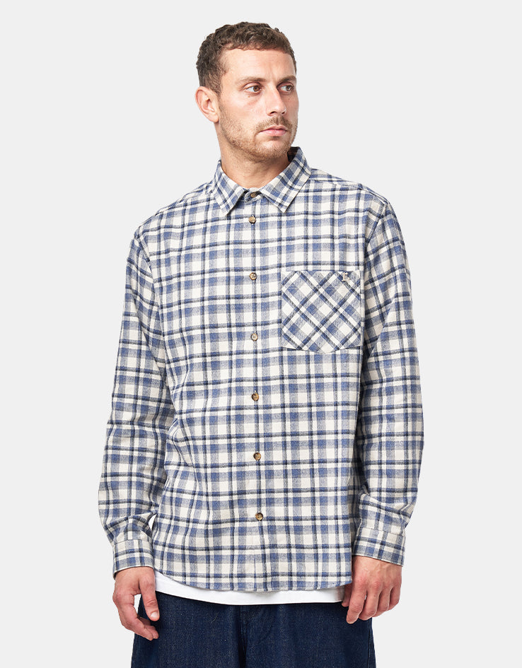 Route One Ballard L/S Shirt - Steel Blue Check