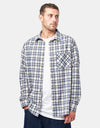 Route One Ballard L/S Shirt - Steel Blue Check