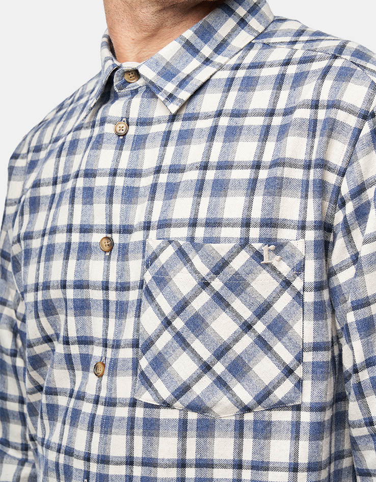 Route One Ballard L/S Shirt - Steel Blue Check