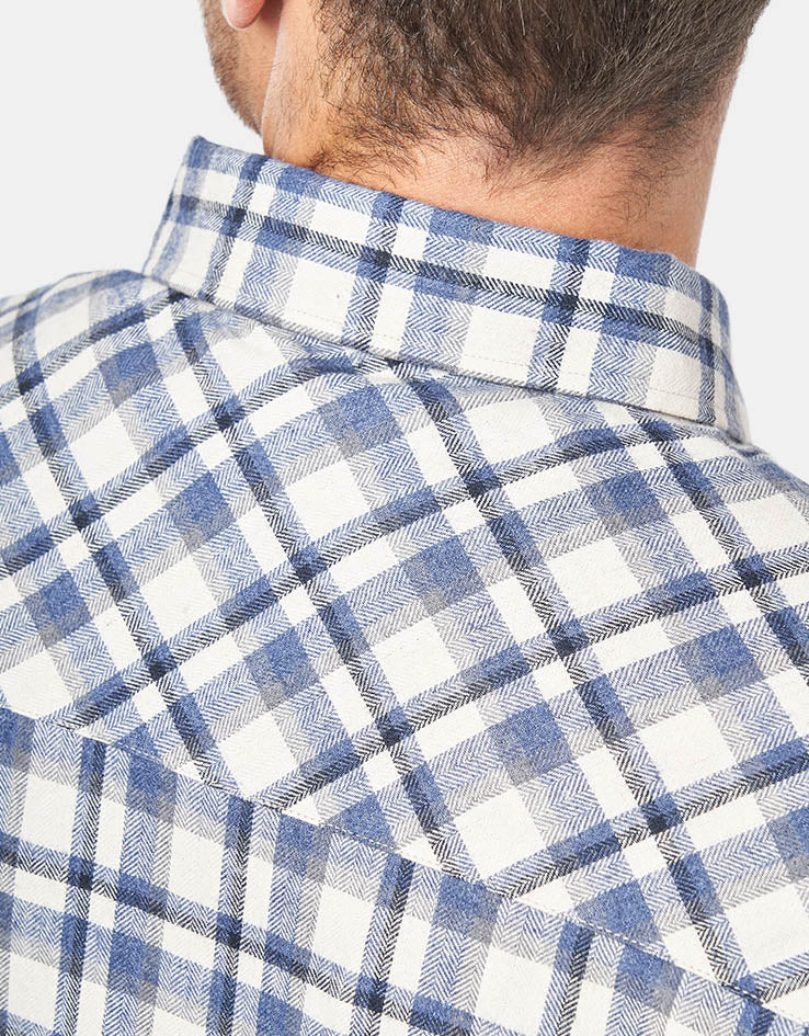 Route One Ballard L/S Shirt - Steel Blue Check