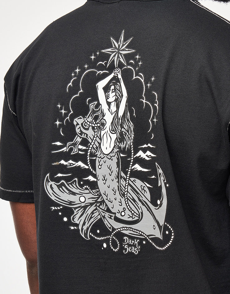 Dark Seas Folklore Contrast Stitch T-Shirt - Heather Black