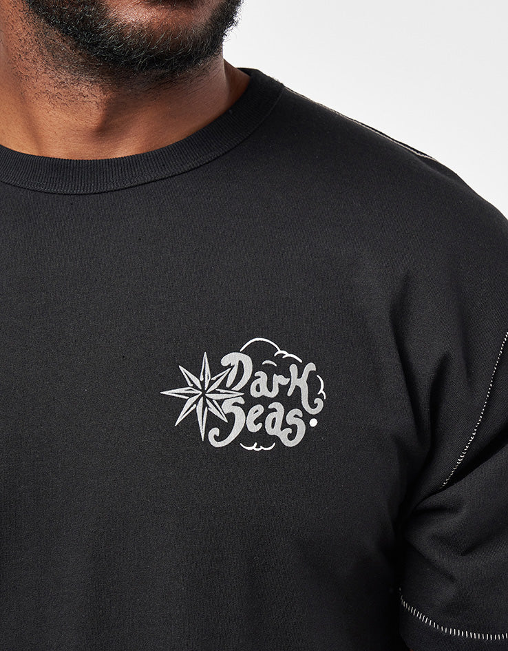 Dark Seas Folklore Contrast Stitch T-Shirt - Heather Black