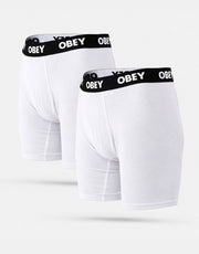 Obey Established Work 2 Pack Boxer Shorts - White