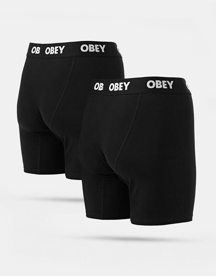 Obey Established Work 2 Pack Boxer Shorts - Black